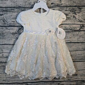 NWT Nanette Baby Girls Cream Lined Lace Formal Holiday Dress 18 Months